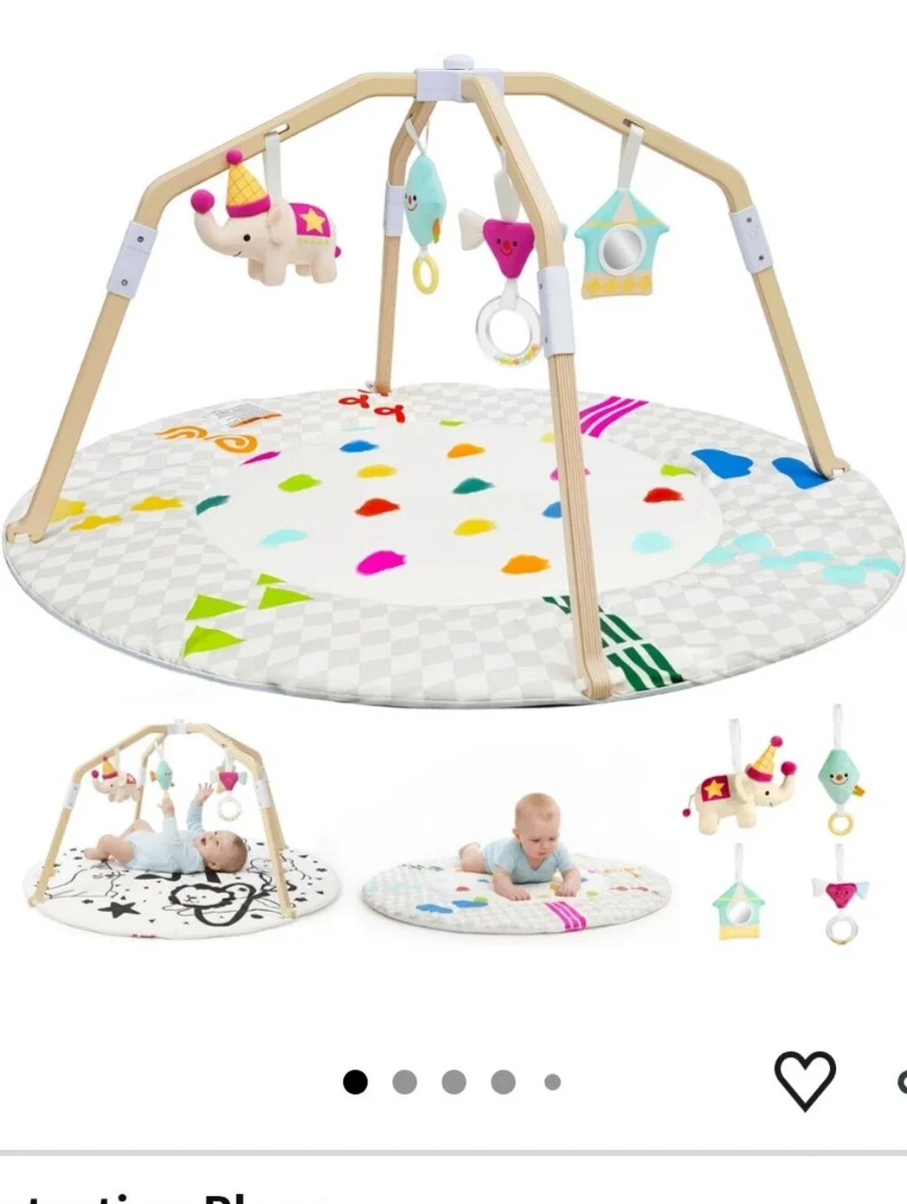 Circus-Themed Baby Play Gym, 2-Sided High-Contrast Tummy Time Mat